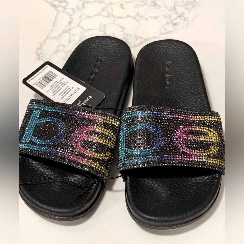 Bebe Girls Rhinestone Slides - Picture 2 of 7
